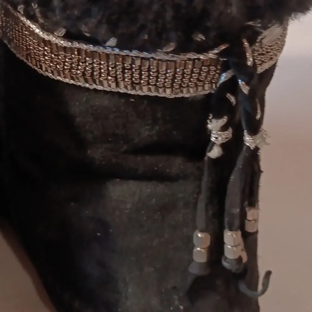 Laidback London  Anthropoligie Nyali Black Fur-Lined Suede Boots